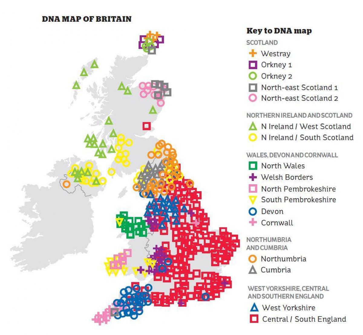 genetická mapa Británie