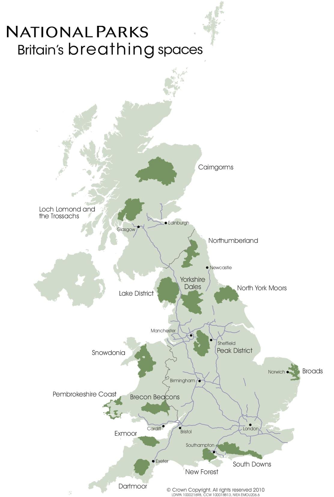 mapa velké BRITÁNII ukazuje lake district