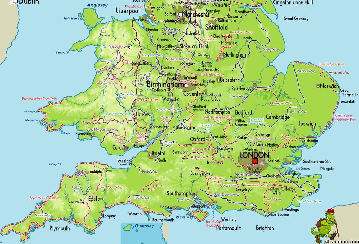 mapa jižní pobřeží města UK