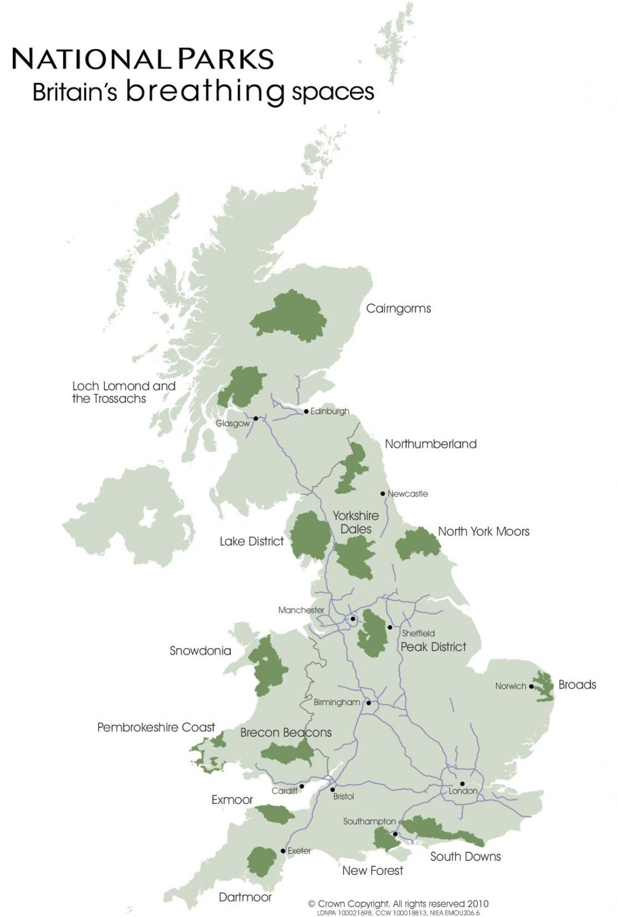 mapa UK národní parky