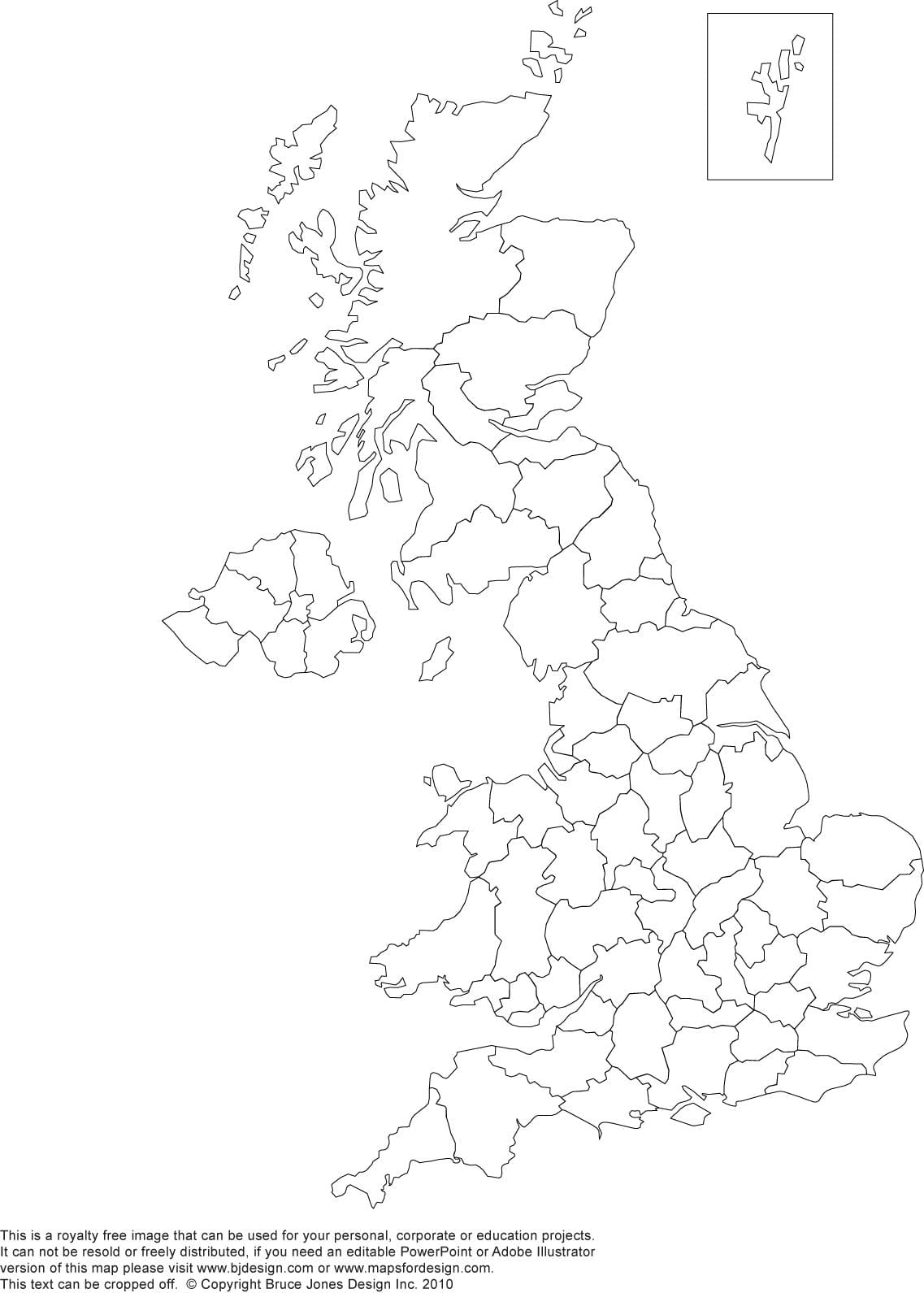 slepá mapa Velké Británie