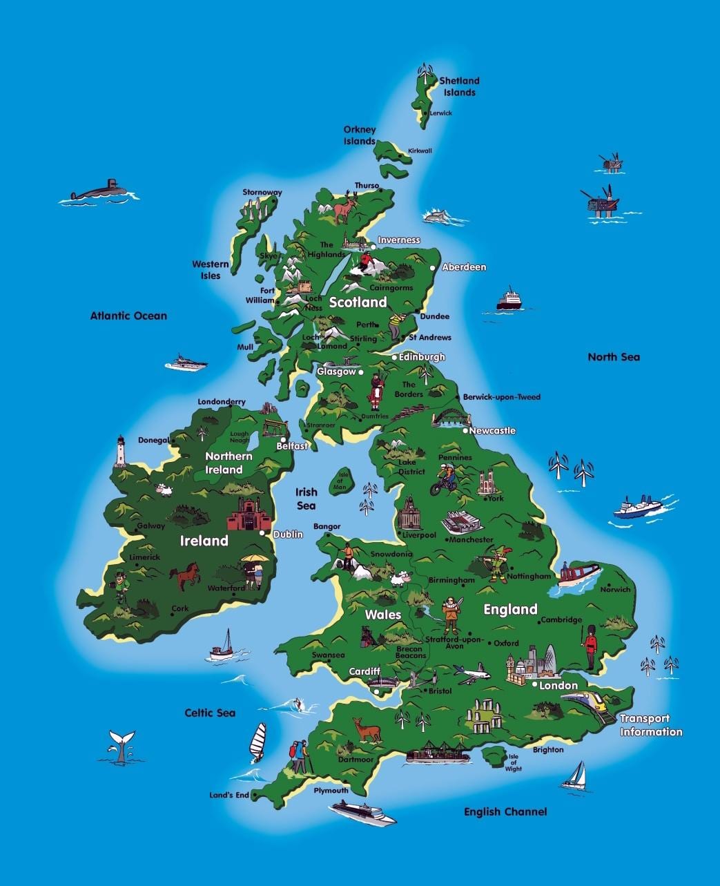 Velká Británie atrakce mapa