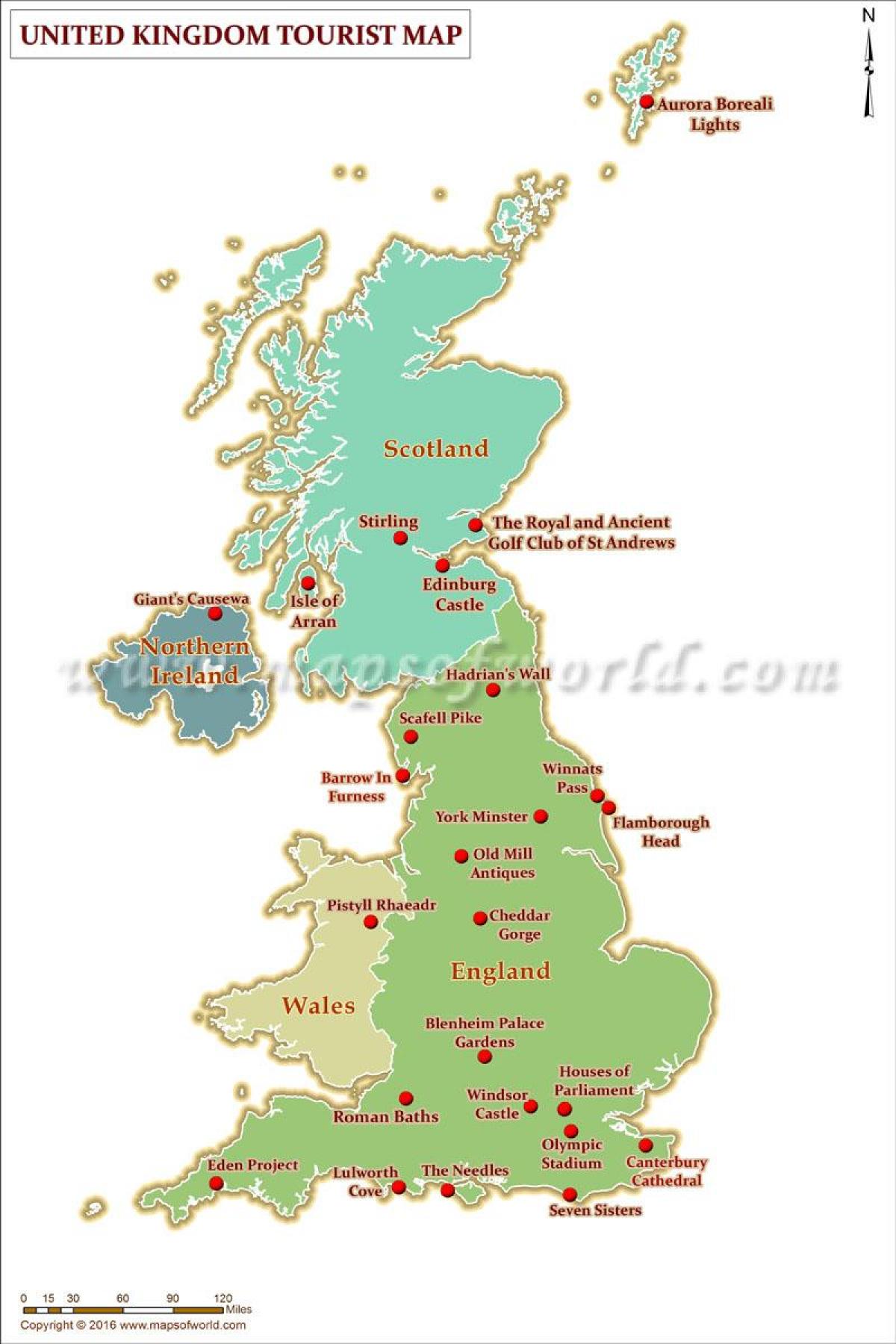 Velká Británie atrakce mapa