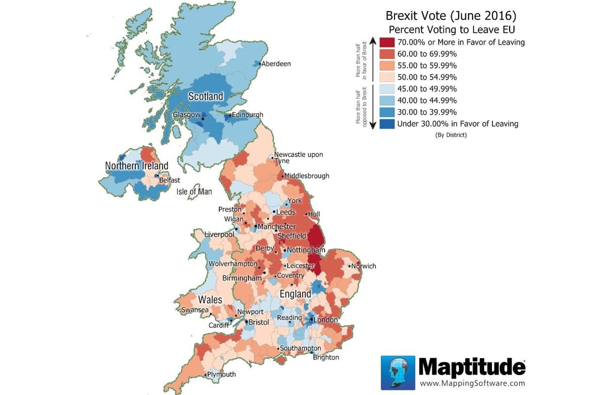 mapa BRITÁNIE, brexit