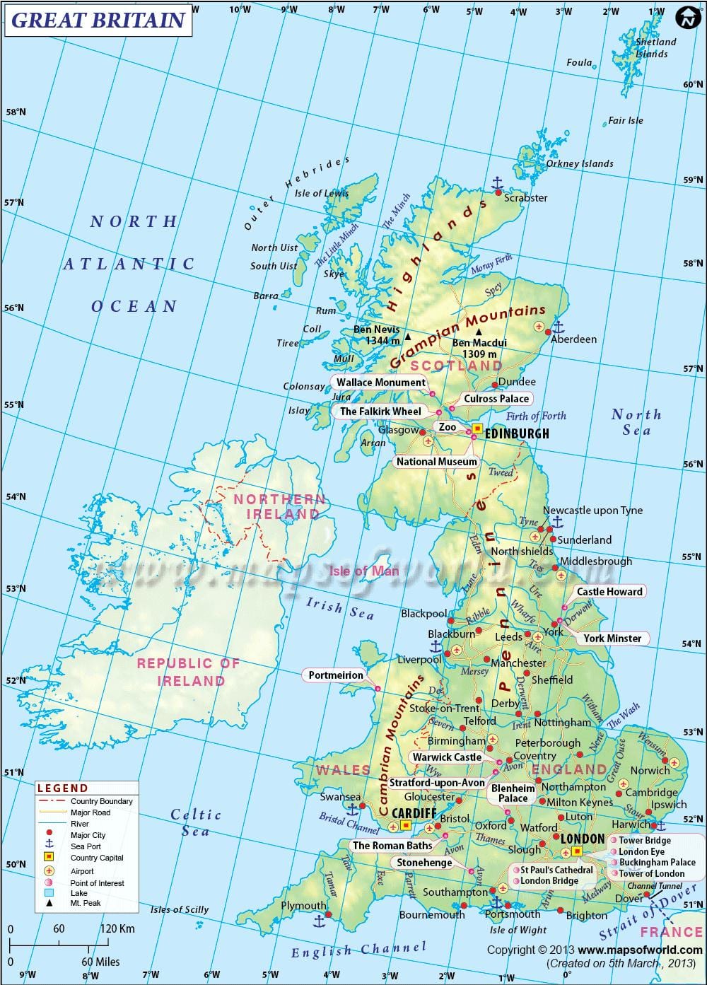 Britský kanál sítě mapě