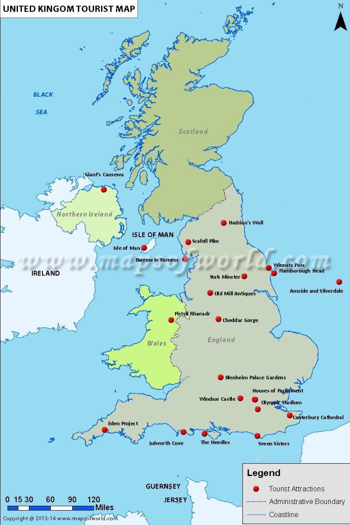 mapa UK cestovní