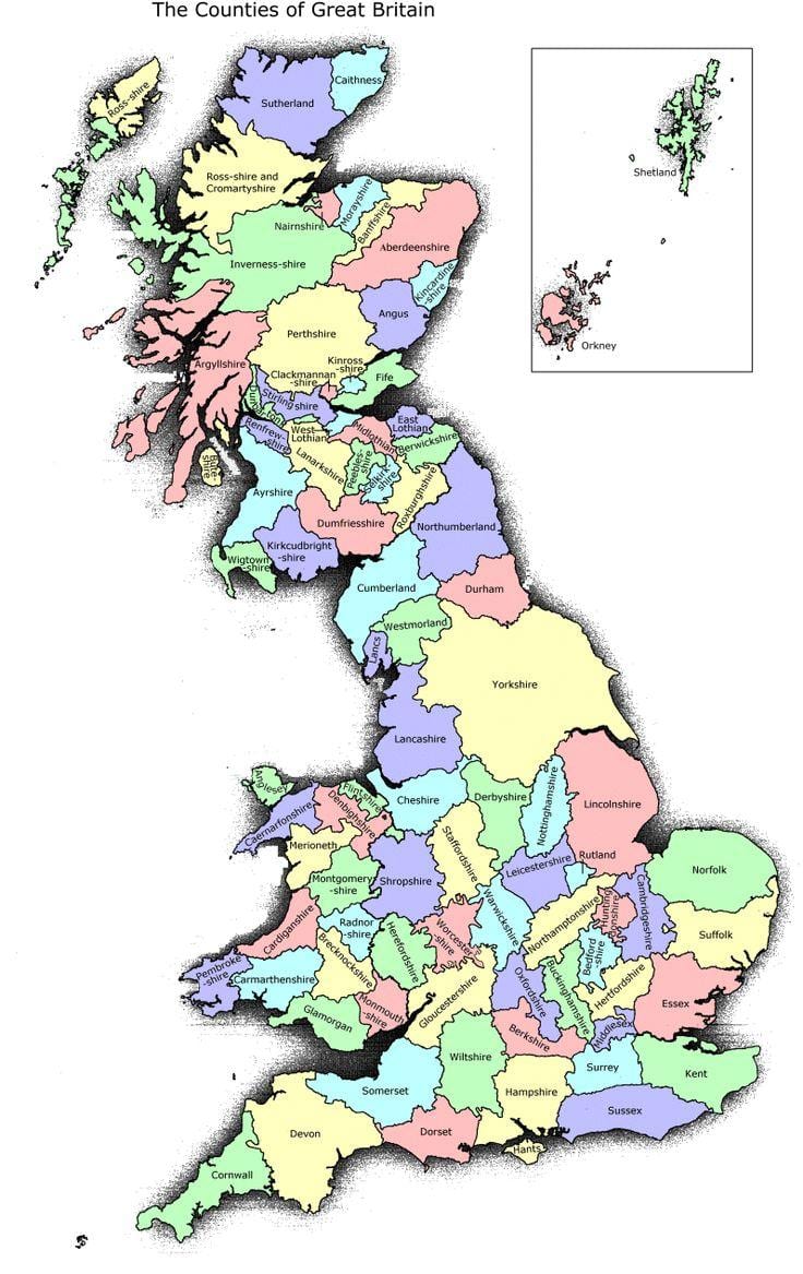 Spojené KRÁLOVSTVÍ Velké Británie mapa