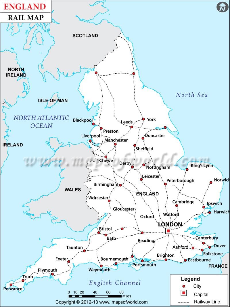 Velká Británie vlak mapě