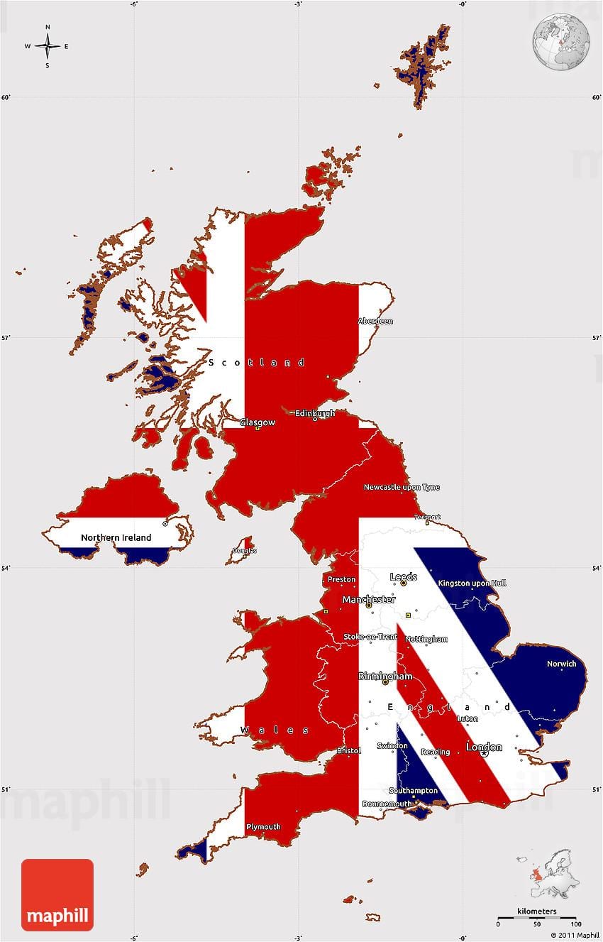Velká Británie vlajka mapa