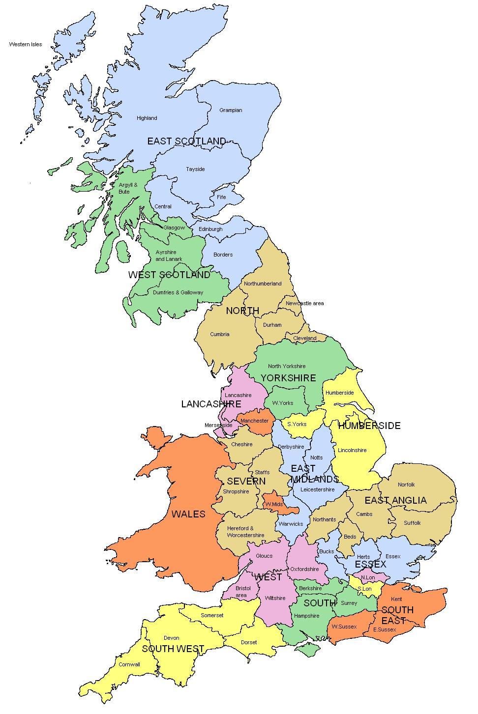 velká mapa Velké Británie