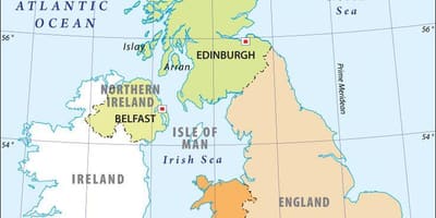 Mapa velké BRITÁNIE země a hlavní města