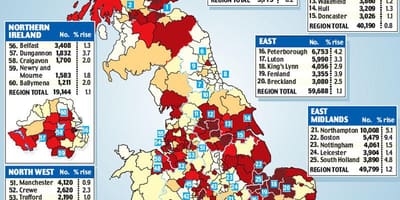 Mapa velká BRITÁNIE přistěhovalectví
