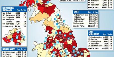 Mapa velká BRITÁNIE přistěhovalectví