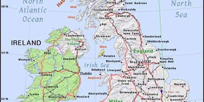 Mapa severní BRITÁNII