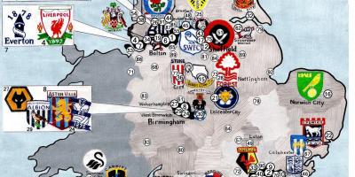 UK fotbalových klubů mapě