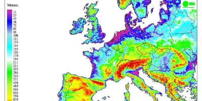 Mapa velká BRITÁNIE nadmořská výška