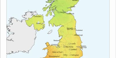 Mapa UK teploty