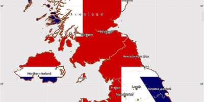Velká Británie vlajka mapa